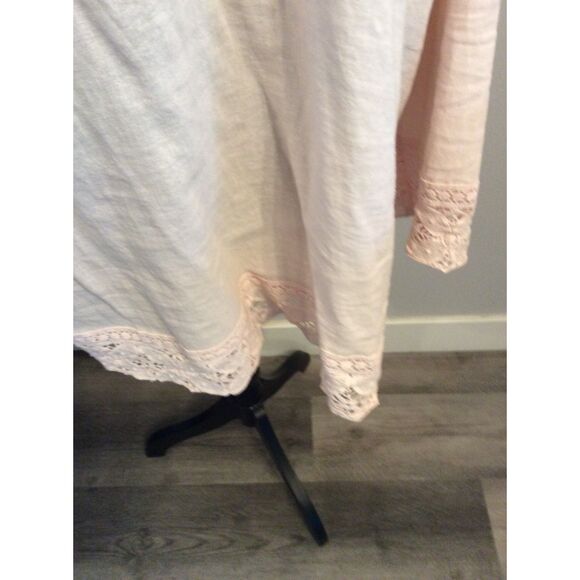 Pink romantic Lace Linen blend Tunic V Neck Plus size 2X - Picture 3 of 6